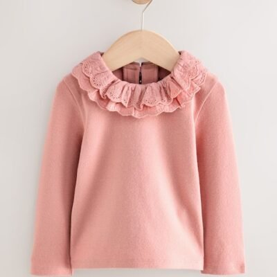 Pink Long Sleeve Collar Top