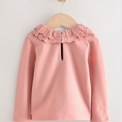 Pink Long Sleeve Collar Top