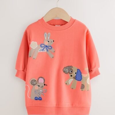 Red Character Relaxed Sweat Dress