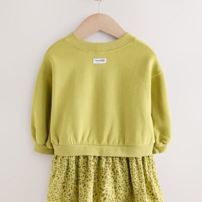 Green Carrot Mesh Skirt Sweat Dress