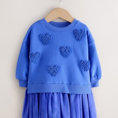 Blue Hearts Sweat Party Dress