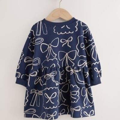Navy Bow Sweat Dress