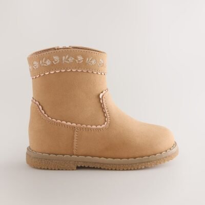 Tan Brown Standard Fit (F) Western Ankle Boots