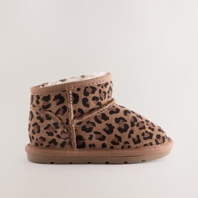 Leopard Water Repellent Standard Fit (F) Suede Pull On Boots