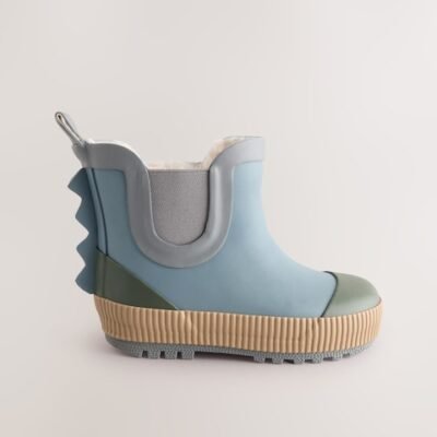 Blue Neutral Colourblock Warm Lined Ankle Wellies