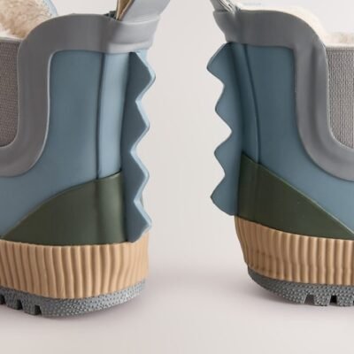 Blue Neutral Colourblock Warm Lined Ankle Wellies