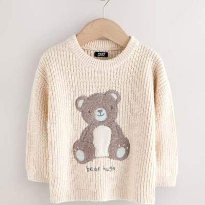 Cream Bear Knitted Jumper
