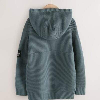 Blue Utility Knitted Hoodie
