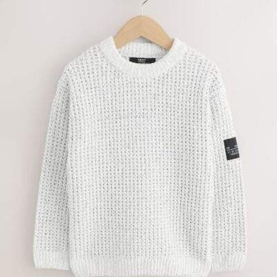 Light Grey Utility Knitted Crew Neck Jumper