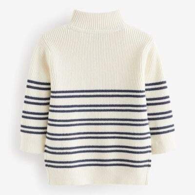 Ecru Cream Knitted Quarter Zip Jumper