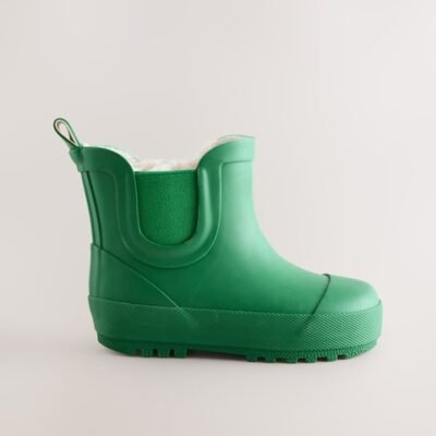 Green Warm Lined Ankle Wellies