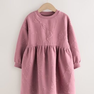Dusky Pink Quilted Bow Jumper Dress