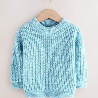 Blue Knitted Crew Neck Jumper