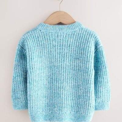 Blue Knitted Crew Neck Jumper