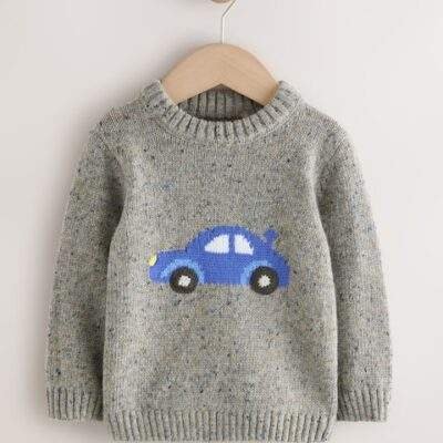 Grey Car Knitted Jumper