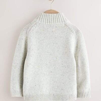 Neutral Knitted Quarter Zip Jumper