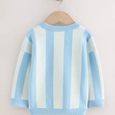 Light Blue Knitted Crew Neck Jumper