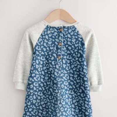 Animal Print Raglan Denim Dress