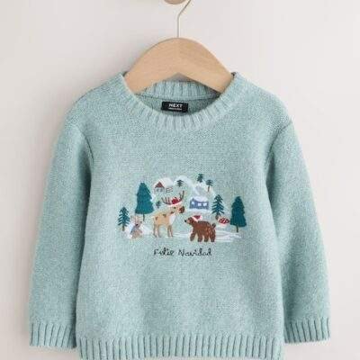 Mineral Blue Knitted Christmas Jumper