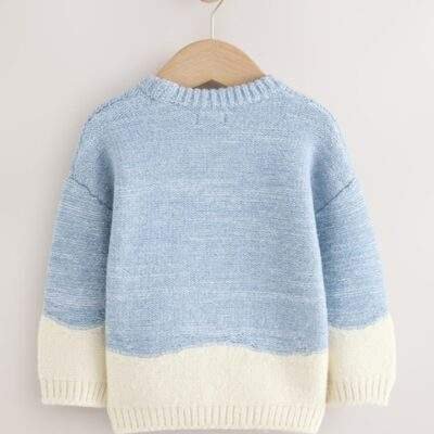 Blue/Ecru Snowman Knitted Christmas Jumper