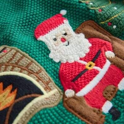 Green Santa Knitted Christmas Jumper