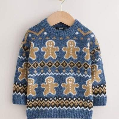 Navy Blue Gingerbread Knitted Christmas Jumper