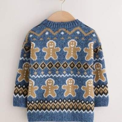 Navy Blue Gingerbread Knitted Christmas Jumper