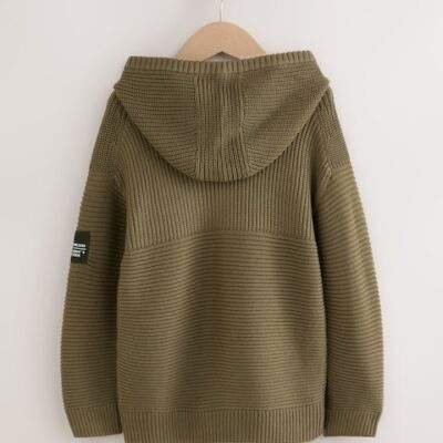 Khaki Green Utility Knitted Hoodie
