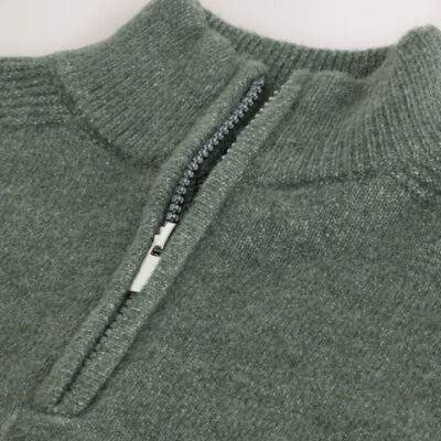 Green Knitted Zip Neck Jumper