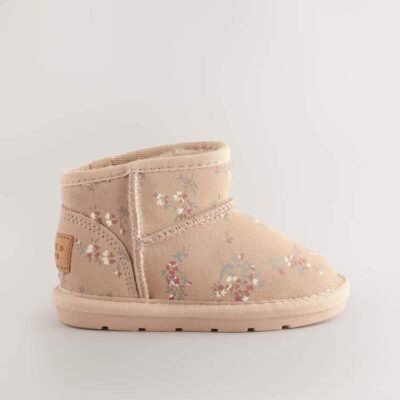 Neutral Floral Water Repellent Standard Fit (F) Suede Pull On Boots