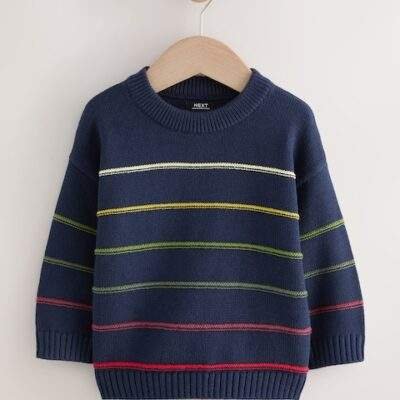 Navy Blue Stripe Knitted Jumper