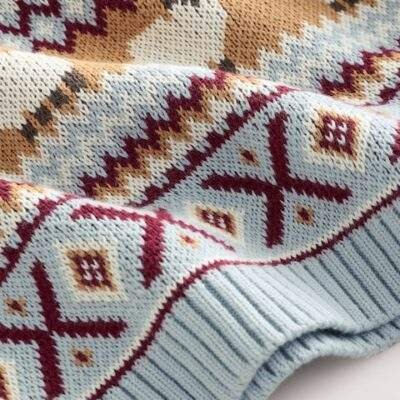 Light Blue Fairisle Pattern Knitted Crew Neck Jumper