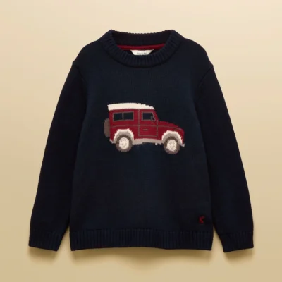 Joules Kids' Intarsia Knit Jumper - Festive Navy Blue front