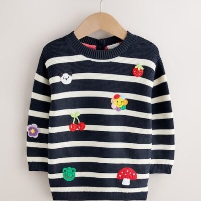 Navy Stripe Character Jumper Dress