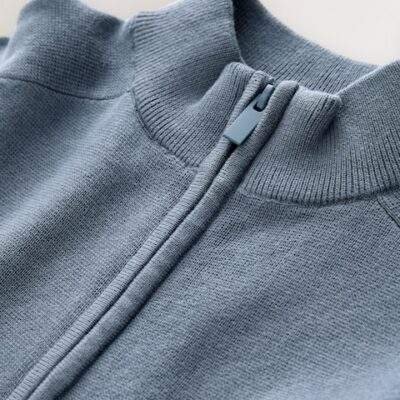 Blue Zip Through Knitted Cardigan