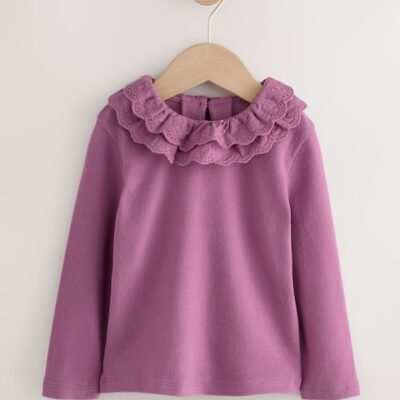 Purple Long Sleeve Collar Top