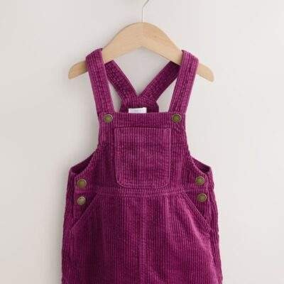 Burgundy Red Cord Pinafore Dress
