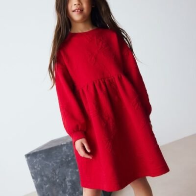 Red Quilted Bow Jumper Dress