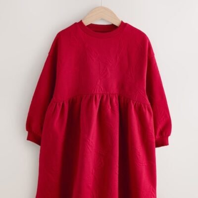Red Quilted Bow Jumper Dress
