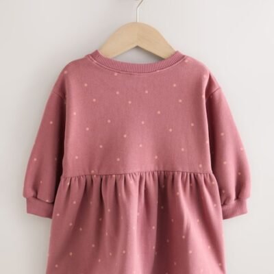 Rose Pink Deer Embellished Sweat Dress