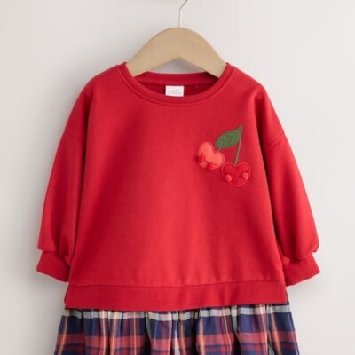 Red Sweat Check Dress