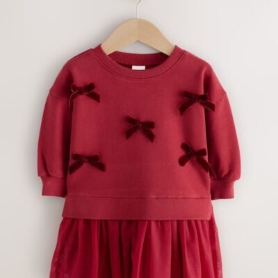 Red Bow Sweat Party Dress