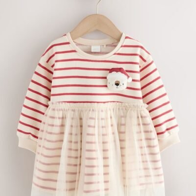 Christmas Bear Mesh Sweat Party Dress