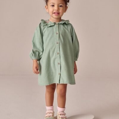 Sage Green Cord Long Sleeve Dress
