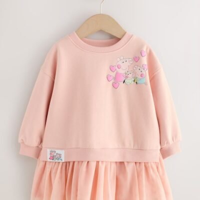 Pink Peppa Pig & Evie Sweat Mesh Dress