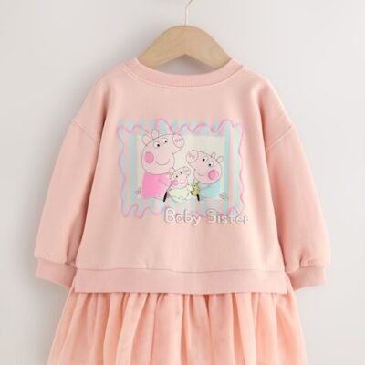 Pink Peppa Pig & Evie Sweat Mesh Dress
