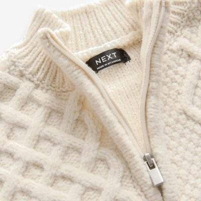 Ecru Cable Knit Zip Neck Jumper