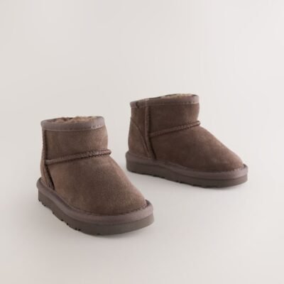 Chocolate Brown Water Repellent Standard Fit (F) Suede Pull On Boots