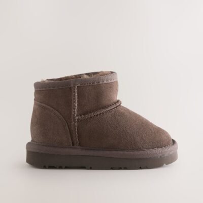 Chocolate Brown Water Repellent Standard Fit (F) Suede Pull On Boots