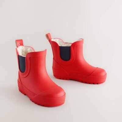 Red Warm Lined Ankle Wellies